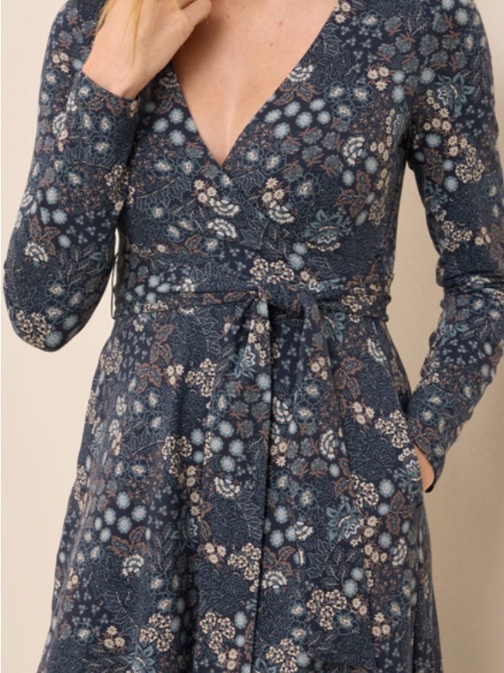 NWOT-PACT ORGANIC FIT & FLARE WRAP DRESS- MEDIUM - Picture 5 of 16